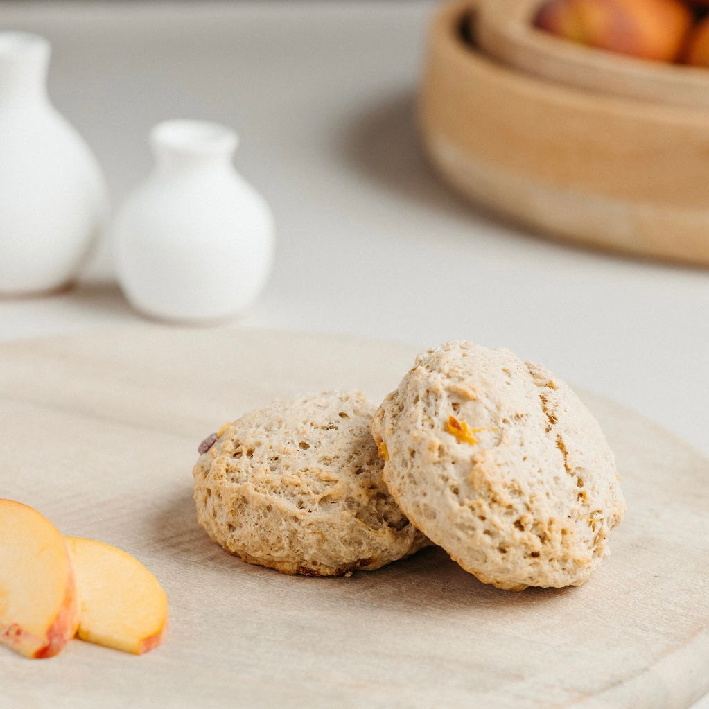 Peach Cinnamon Sweet Scone with Brown Butter Maple Glaze